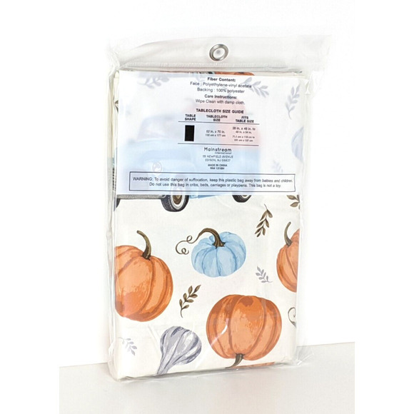 Tablecloth FALL PUMPKINS Rectangle 52x70 Vinyl NEW - Picture 2 of 4